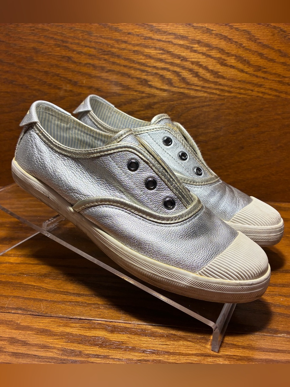 Robin’s Jean Silver Gold Leather Slip-On Sneakers Women’s 7